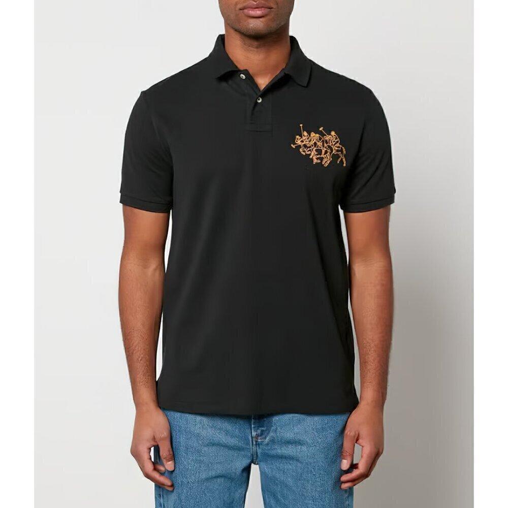 Polo Ralph Lauren Men's Slim Fit Lunar New Year Triple-Pony Polo Shirt Black XXL